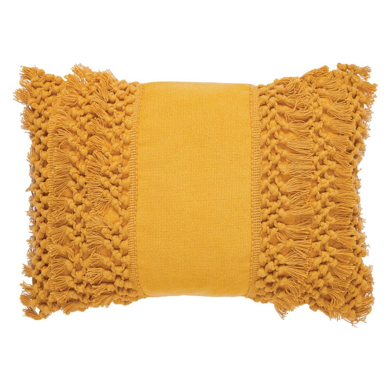 Tracey Boyd Yellow Fringe Throw Pillow, 12x18