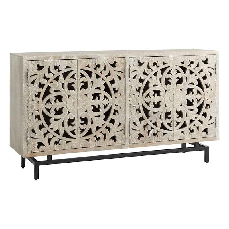 Found & Fable 4-Door Carved Sideboard