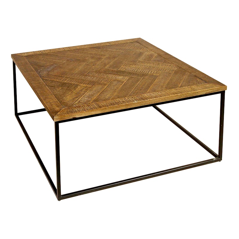 Parquet Wood Top Coffee Table
