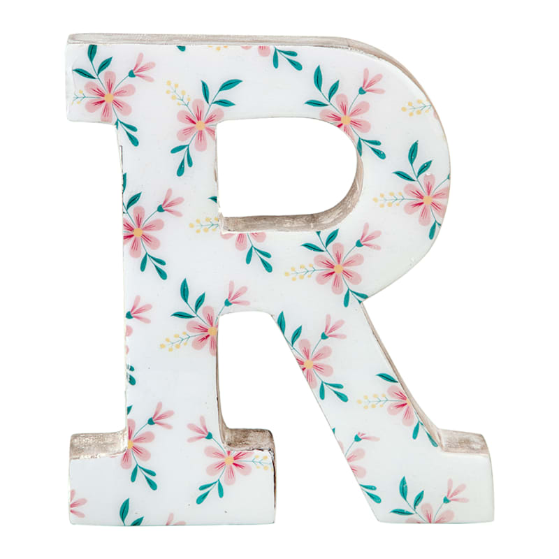 6" Floral Wooden Letter, R