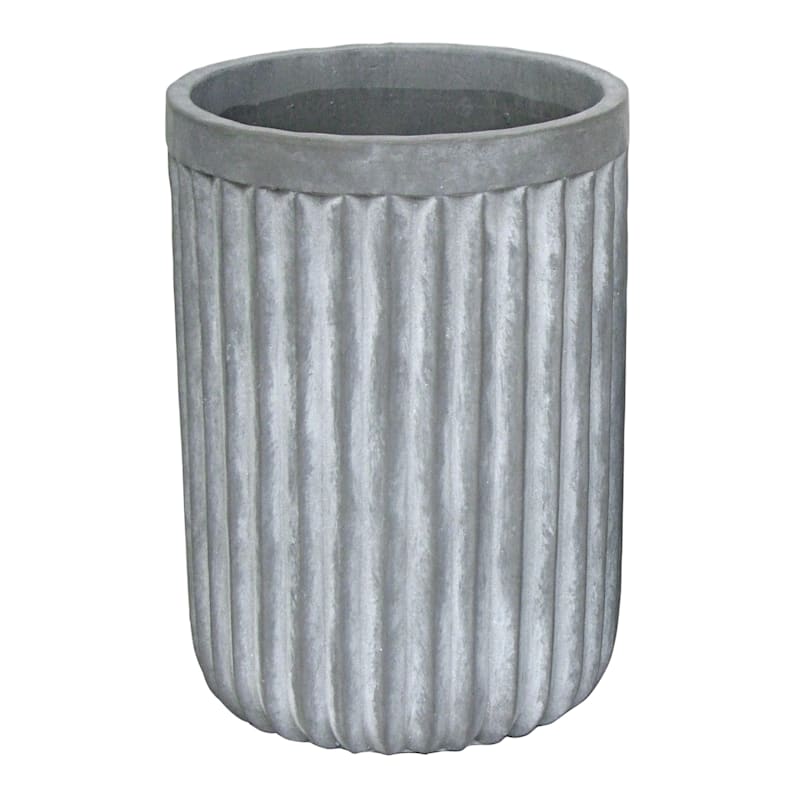 Tall Fluted Concrete Pot, Large