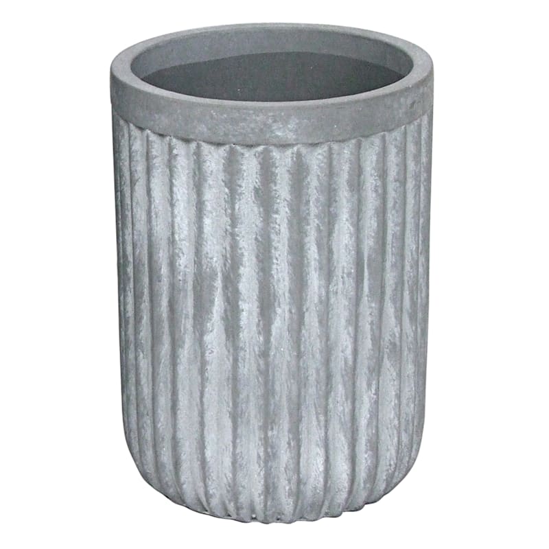 Indoor Tall Fluted Concrete Pot, Small