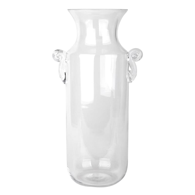 Clear Glass Vase with Handles, 13"