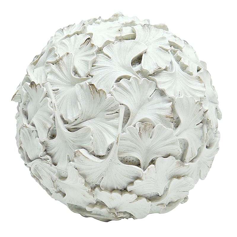 White Ginkgo Leaf Sphere Decor, Small