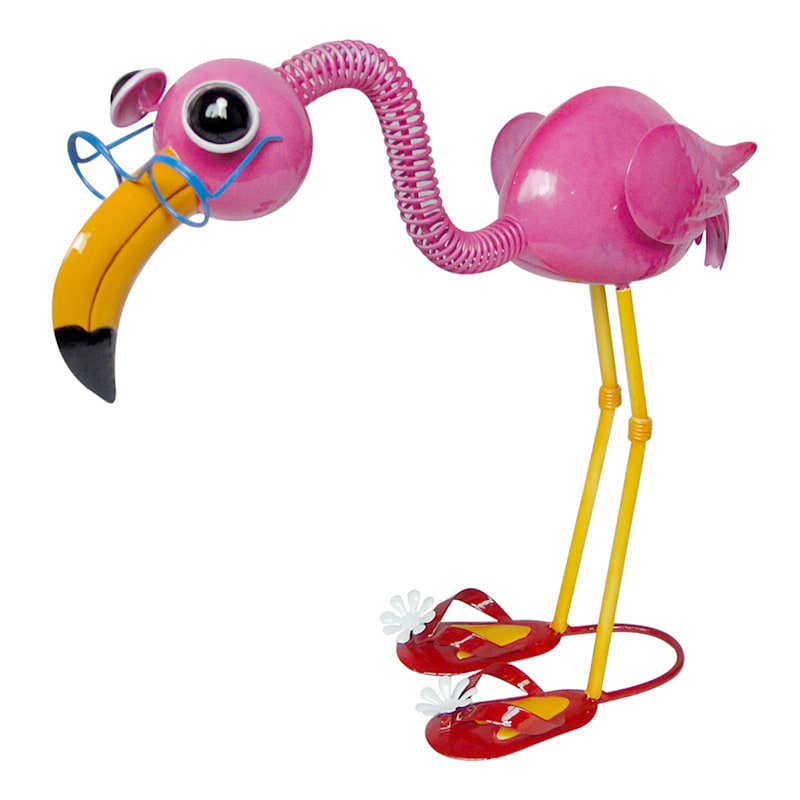 Outdoor Flamingo with Glasses Figurine, 12"