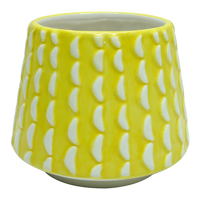 Yellow Textured Ceramic Pot, 6"