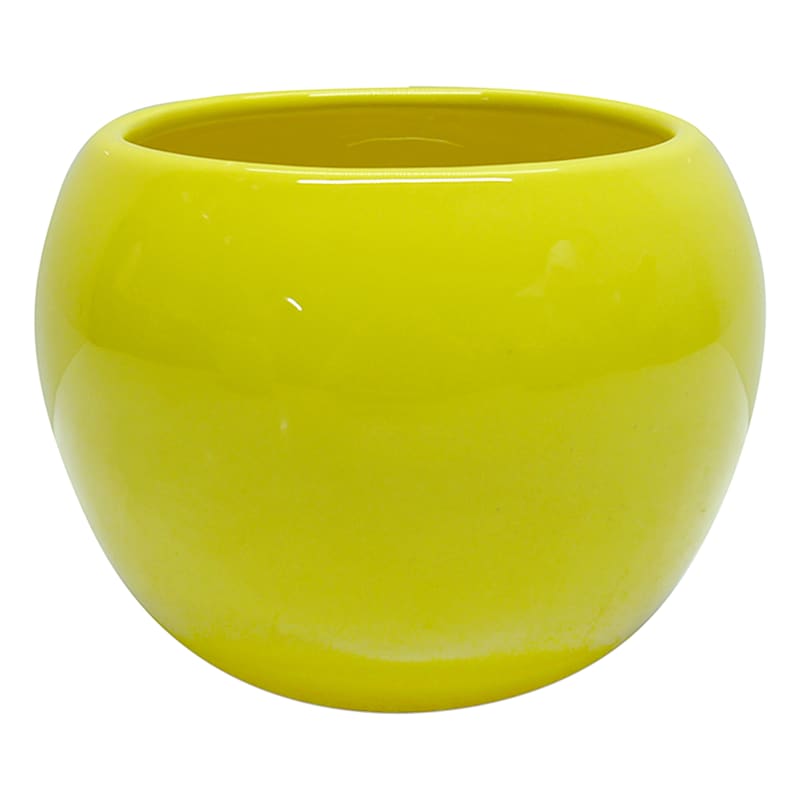 Smooth Yellow Ceramic Pot, 4.5"