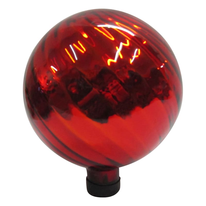 Red Chrome Swirled Glass Gazing Ball, 10"