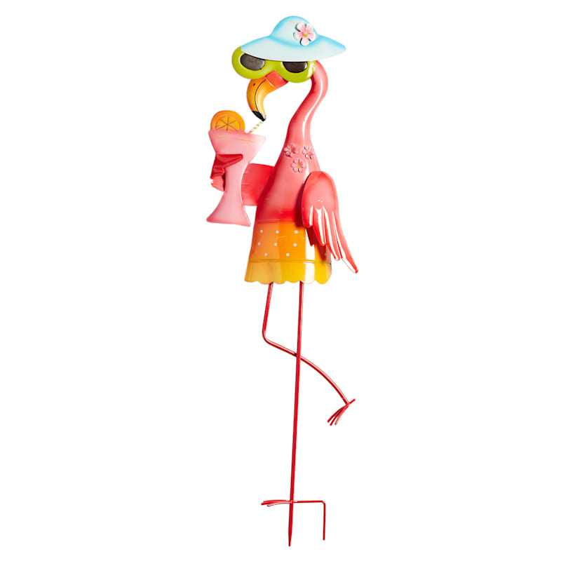 Metal Party Flamingo Stake, 38"