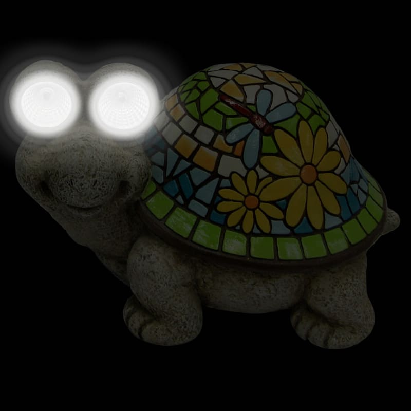 Outdoor Mosaic Turtle Solar Light Figurine, 10.5x7