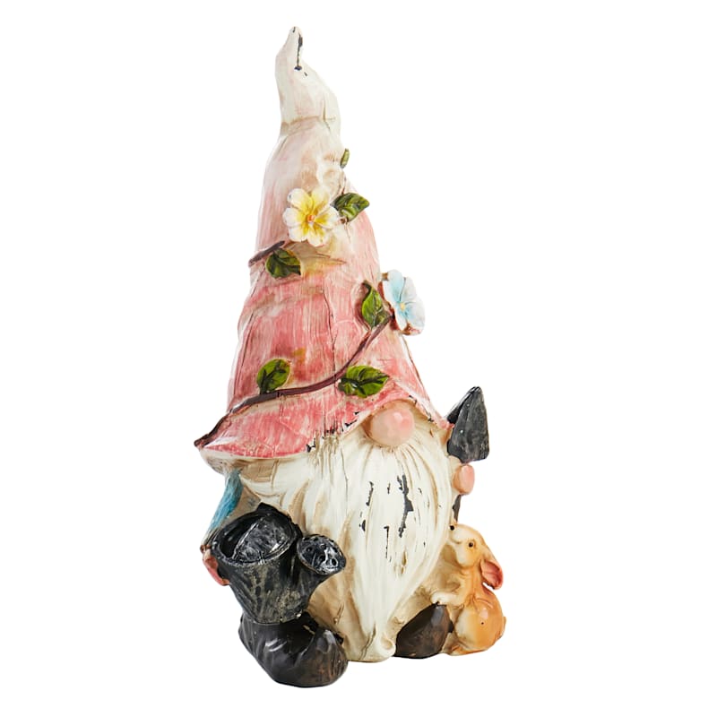 Outdoor Orange Hat Garden Gnome Figurine, 9"