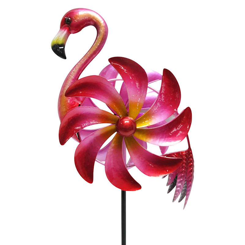 Details about   Pink Flamingo Garden Stake w/ Wind Spinner 60" High Iron 