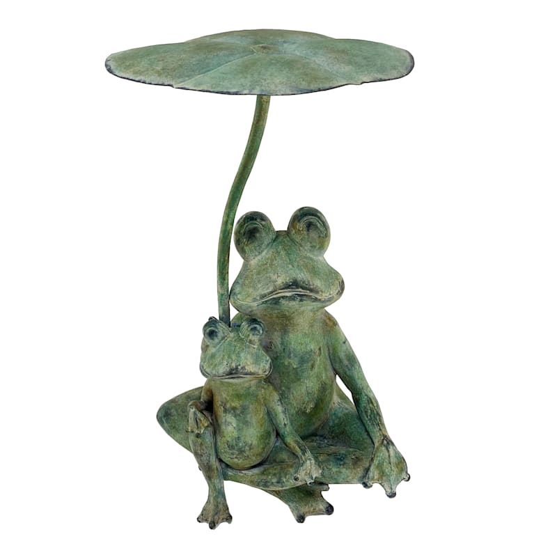 Grace Mitchell Outdoor Frogs Under Lily Pad Figurine, 12.5"