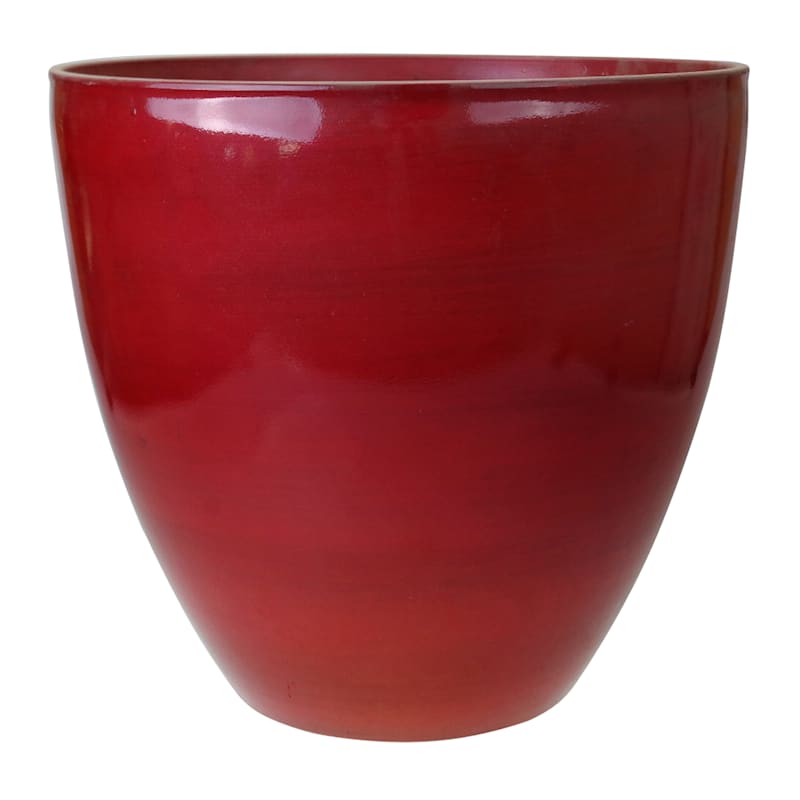 Chrome Red Thick Wall Egg-Shaped Planter, 17"