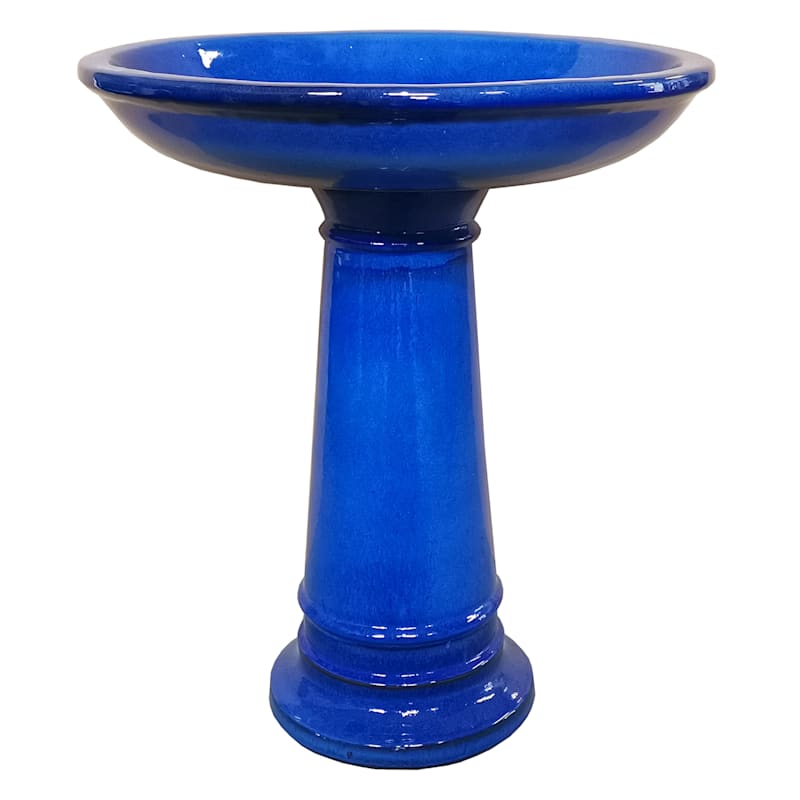 Beauly Blue Ceramic Birdbath 22.8"