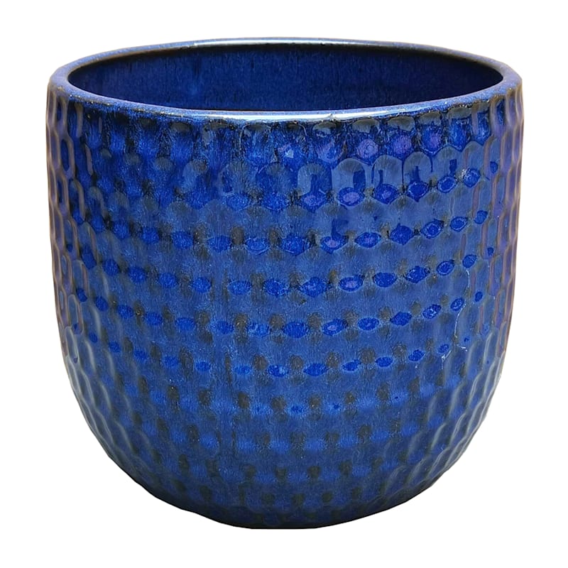 Corey 10.6in. Blue Outdoor Ceramic Planter