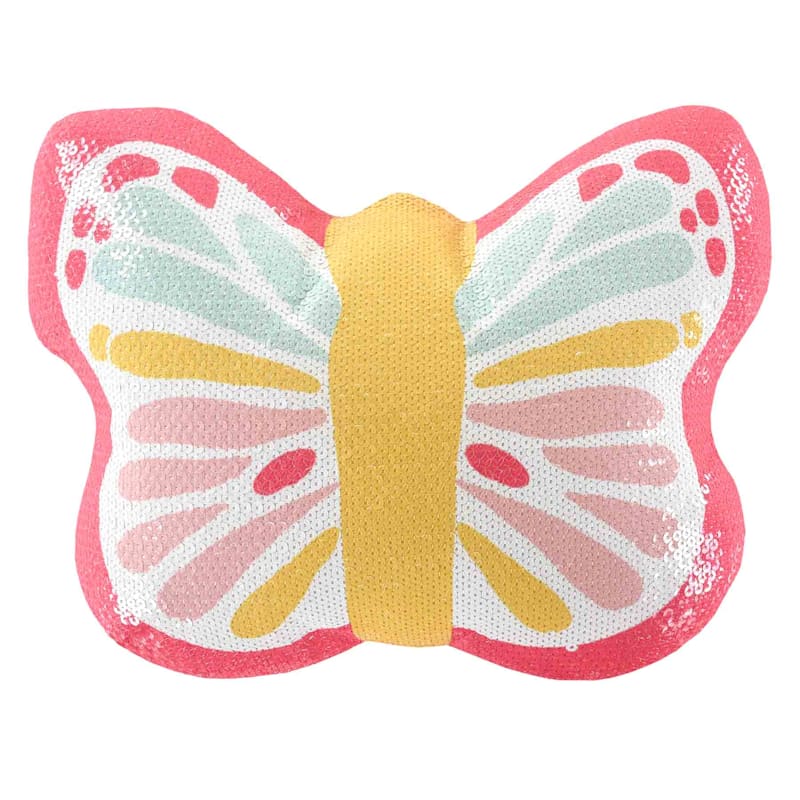 Yellow Butterfly Shaped Plush Kids Girl Decorative Throw Pillow 16" Pink 