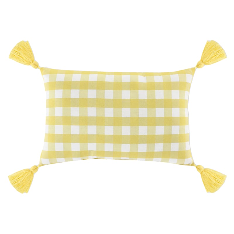 Yellow Gingham Throw Pillow