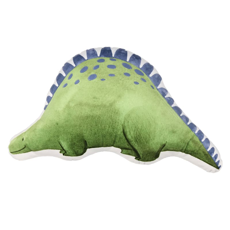 Green Happy Dino Plush Throw Pillow