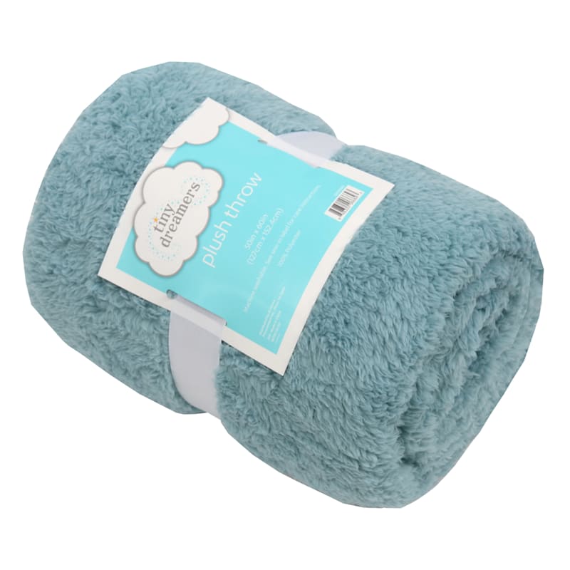 Tiny Dreamers Teal Plush Sherpa Throw Blanket, Grey, Sold by at Home