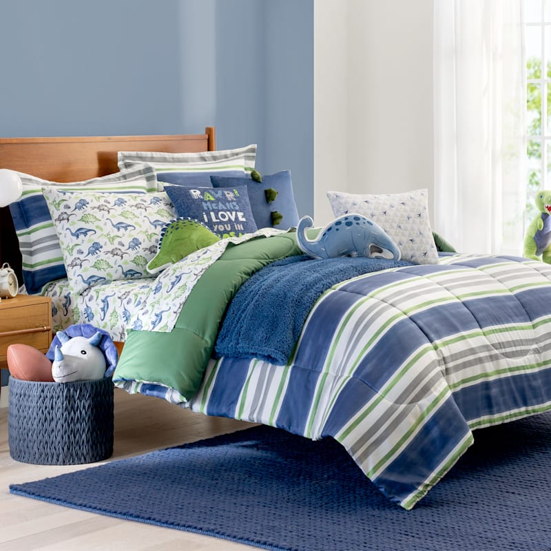 Tiny Dreamers Wallace Blue Striped, Blue Twin Bed Bedding