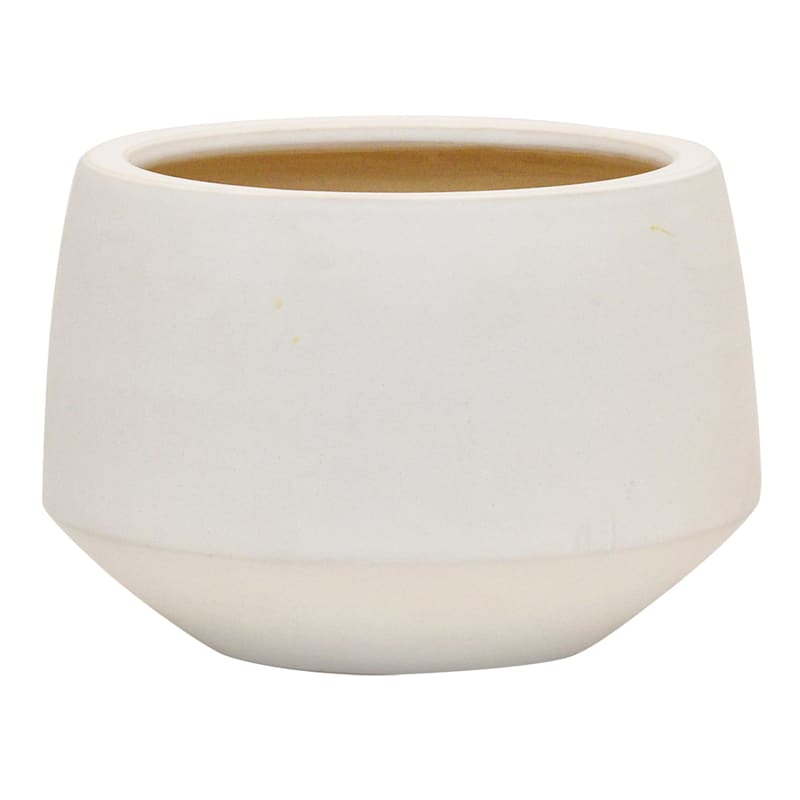 Indoor Matte White Glazed Ceramic Pot, 7"