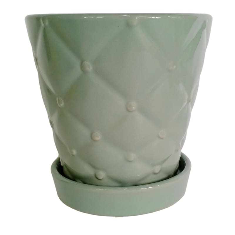 Quincy Green Ceramic Planter, 6"
