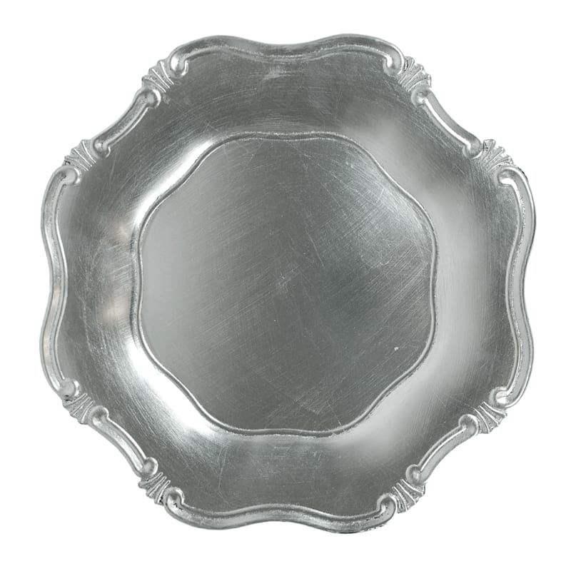 Shiny Silver Scalloped Charger Plate