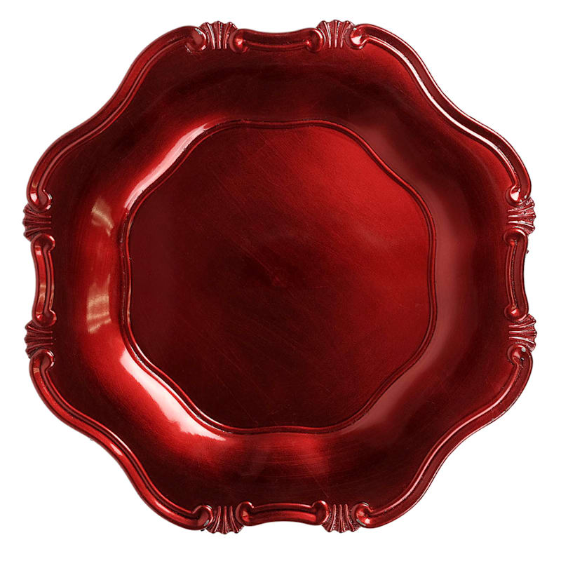 Shiny Red Scalloped Charger Plate