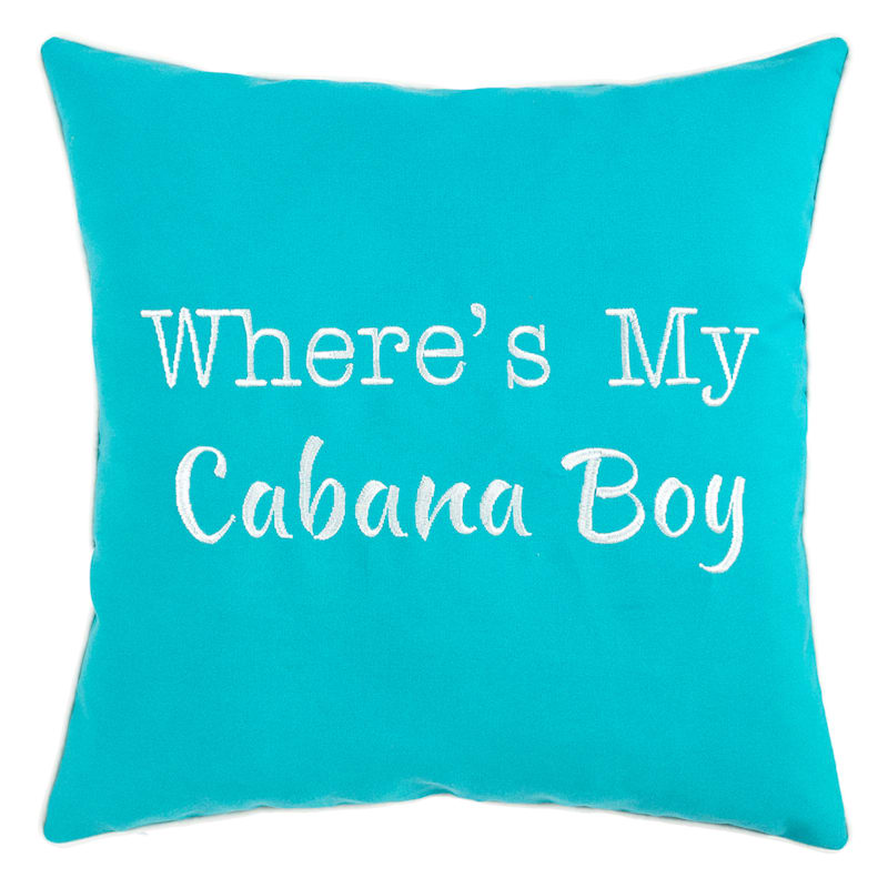 Cabana Boy Tile Blue Outdoor Throw Pillow, 18"