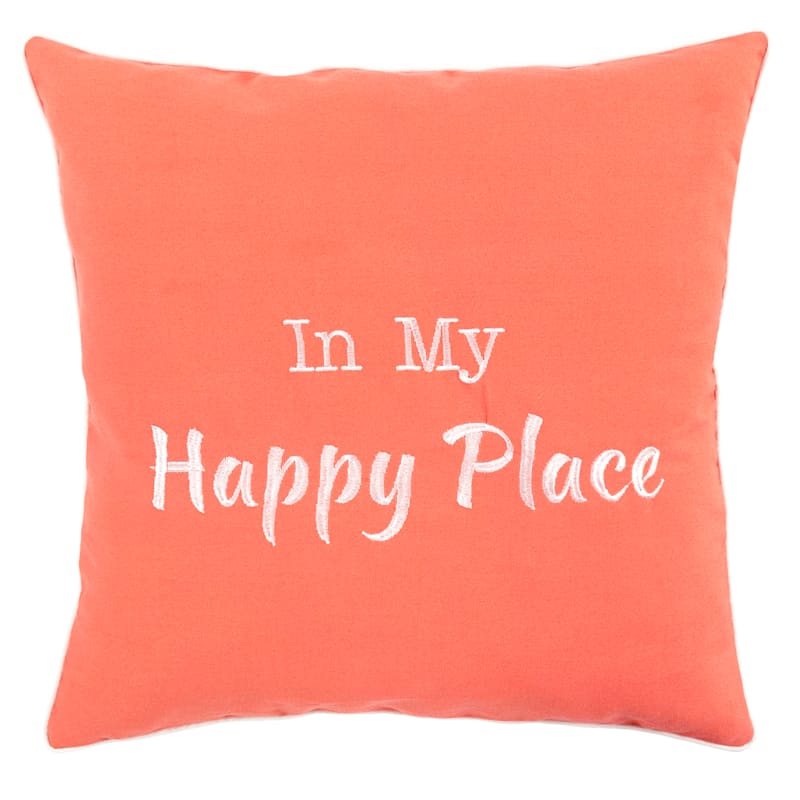 Happy Place Cayenne Outdoor Throw Pillow, 18"