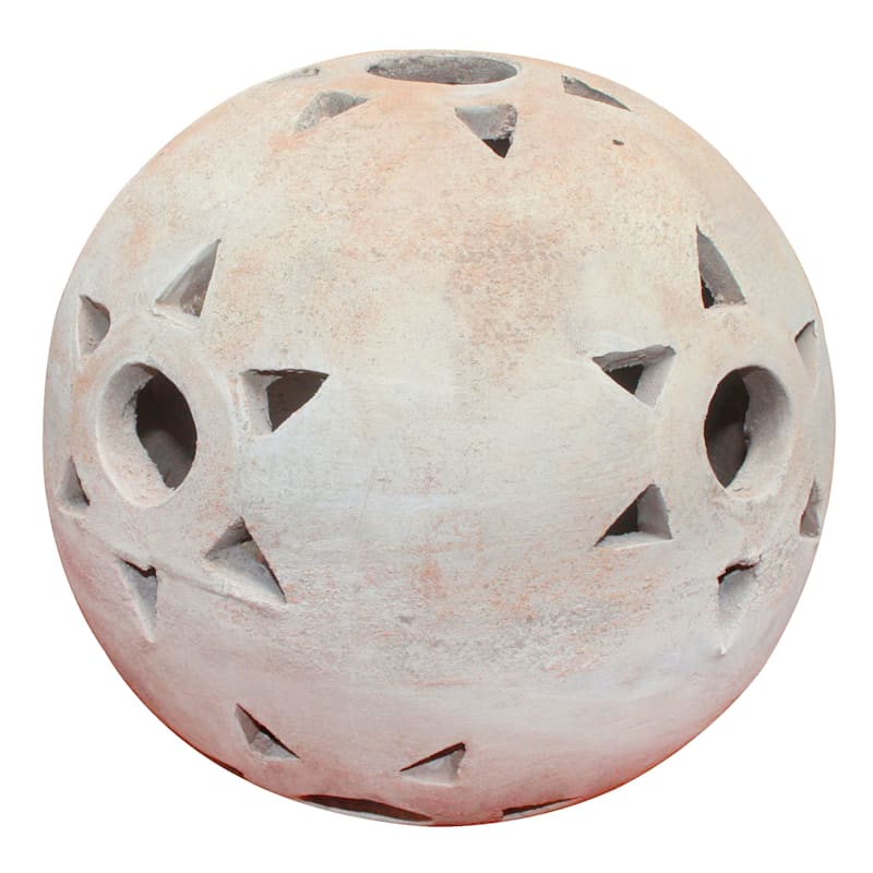 Outdoor Terracotta Sphere with Star Cutout, 8"