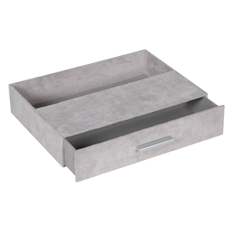 Laila Ali Grey Suede Tray with Drawer