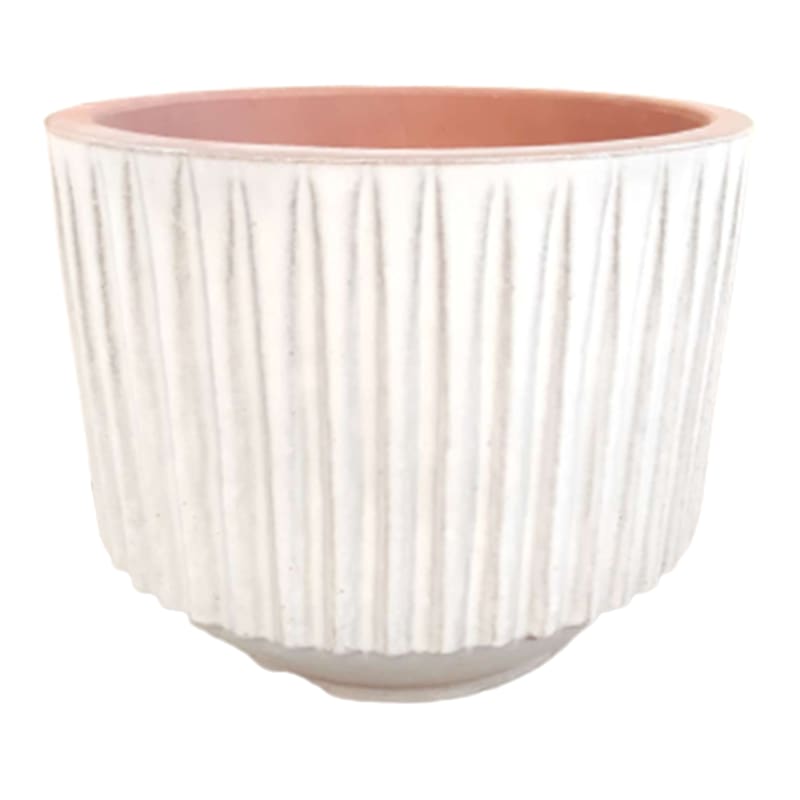 Fluted White Glazed Ceramic Pot, 3.5"