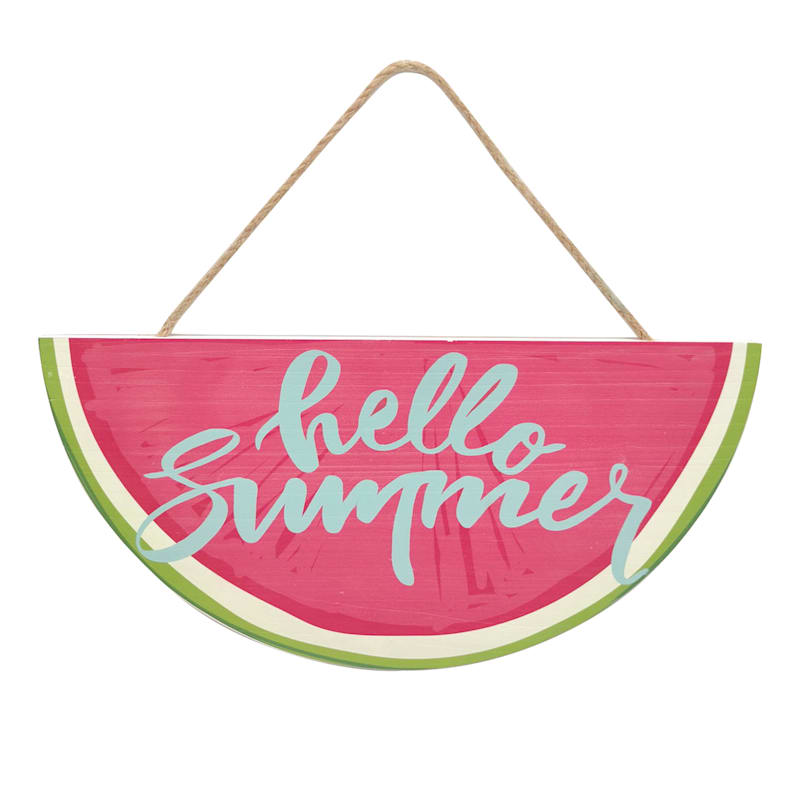 Hello Summer Watermelon Hanging Sign, 10"