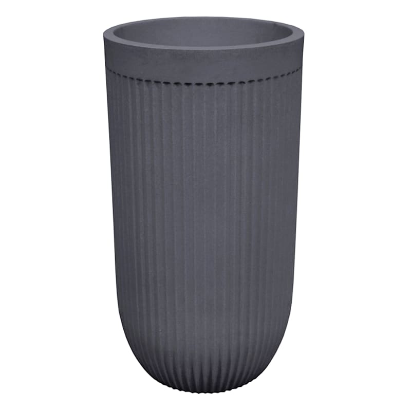 Tall Fluted Charcoal Grey Planter, 33"