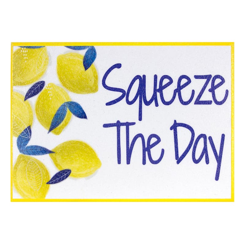 Tracey Boyd Squeeze The Day Lemon Block Sign, 5x7