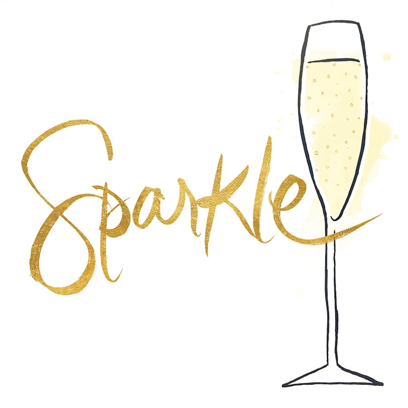 Sparkle Champagne Canvas Wall Art, 14"