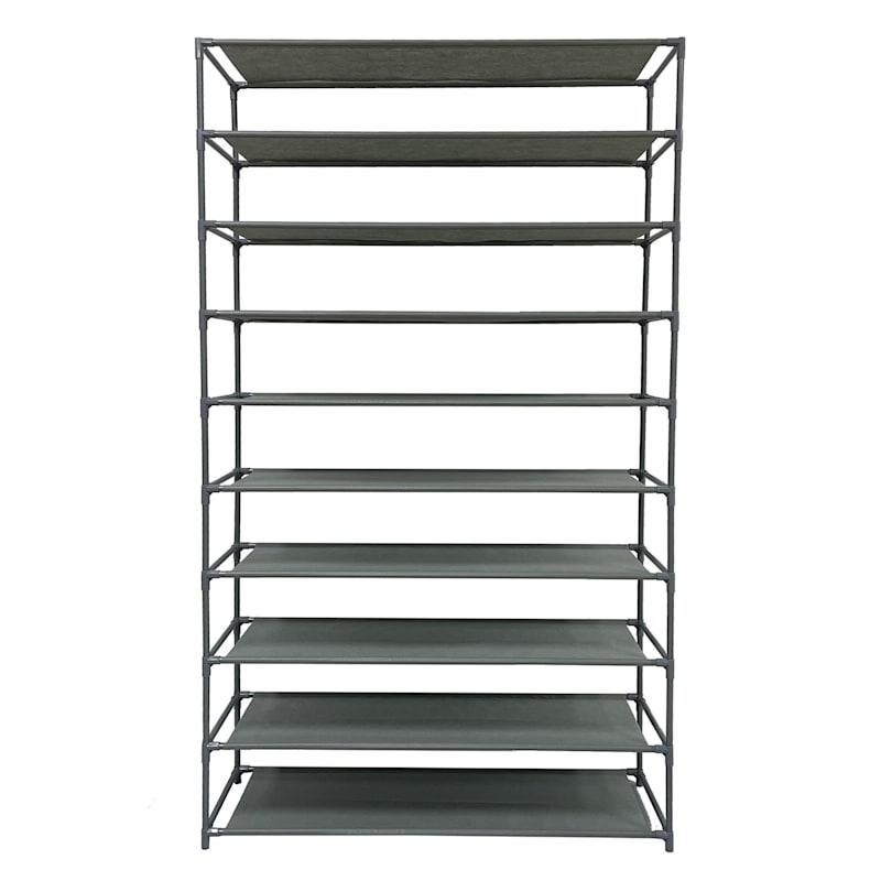 50-Pair Fabric Shelf Standing Shoe Rack, Light Gray