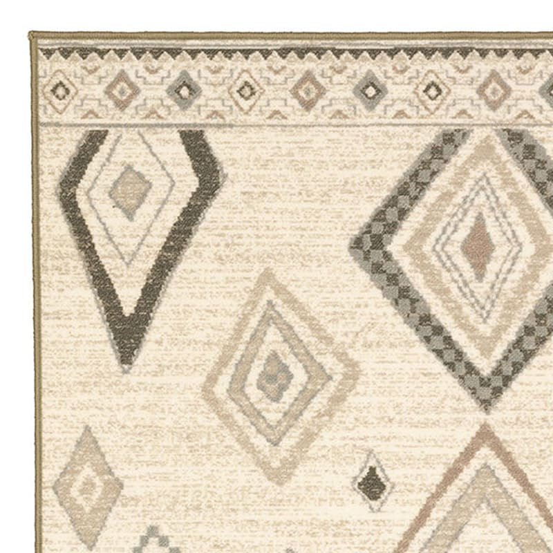 (D539) Salado Ivory Diamond Design Area Rug, 5x7