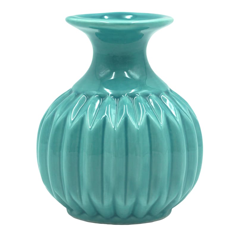 Teal Ceramic Vase, 4"