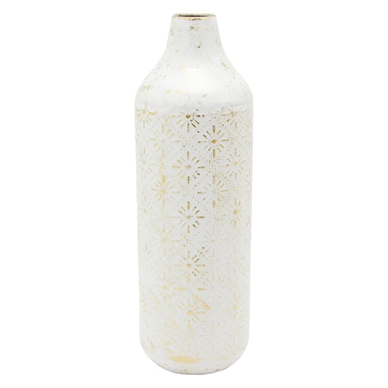 Ivory Decorative Metal Vase, 16"