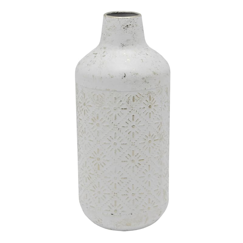 Decorative Ivory Metal Vase, 14"