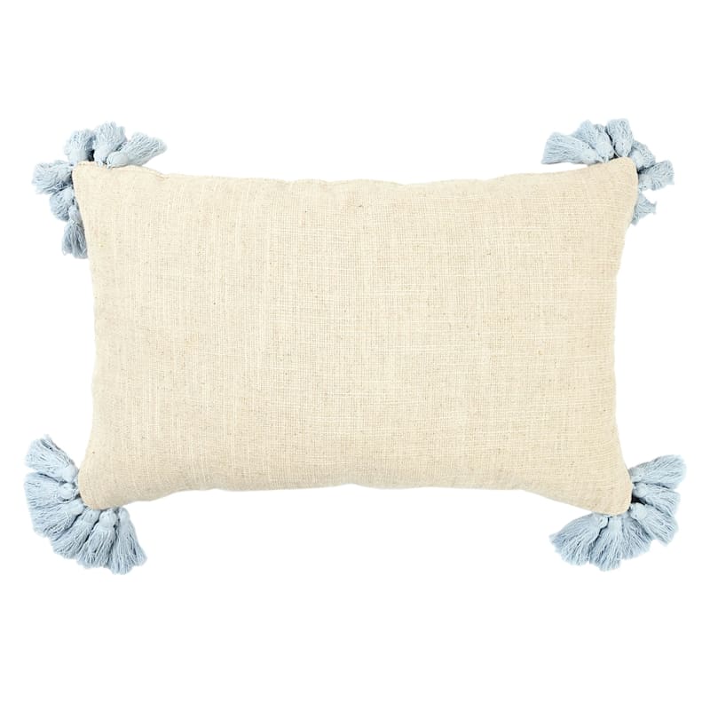 Ty Pennington Textured Ivory Throw Pillow with Tassels, 13x20
