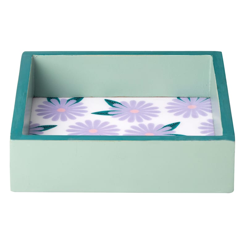 Floral Wood Decal Trinket Tray