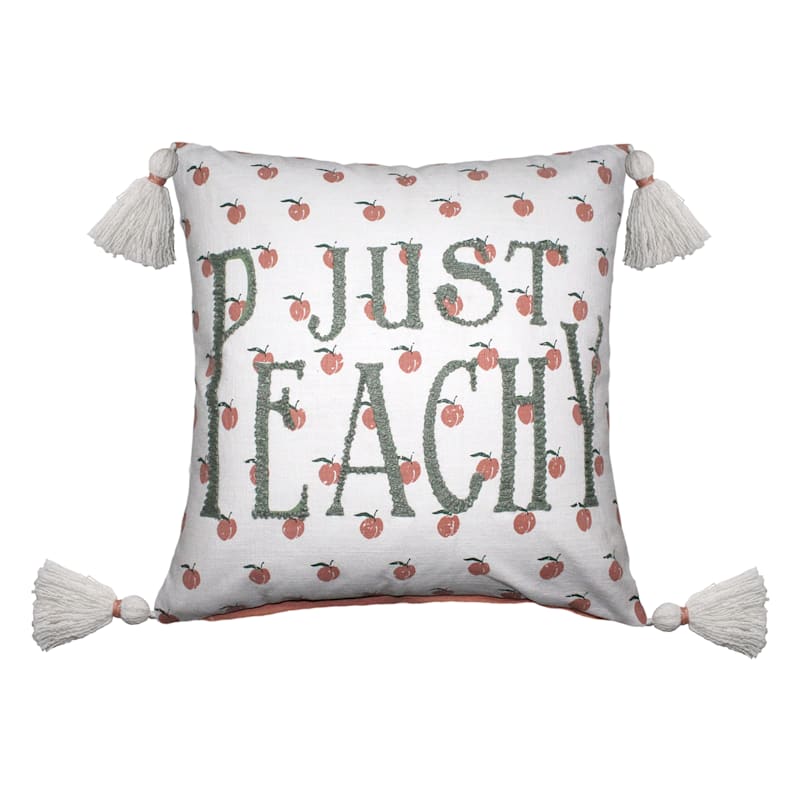 Just Peachy Throw Pillow with Tassels, 20"