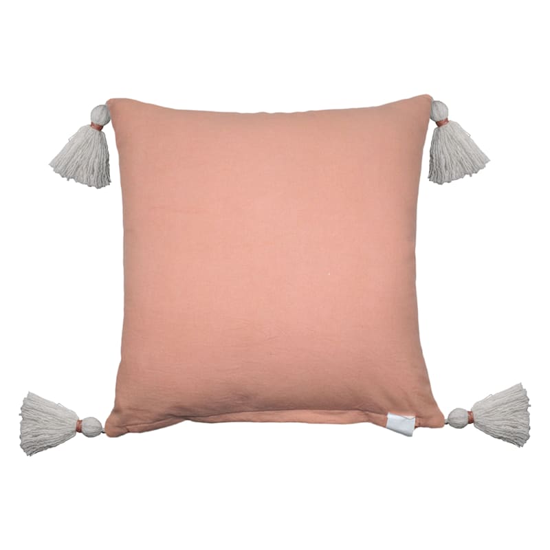 Just Peachy Throw Pillow with Tassels, 20"