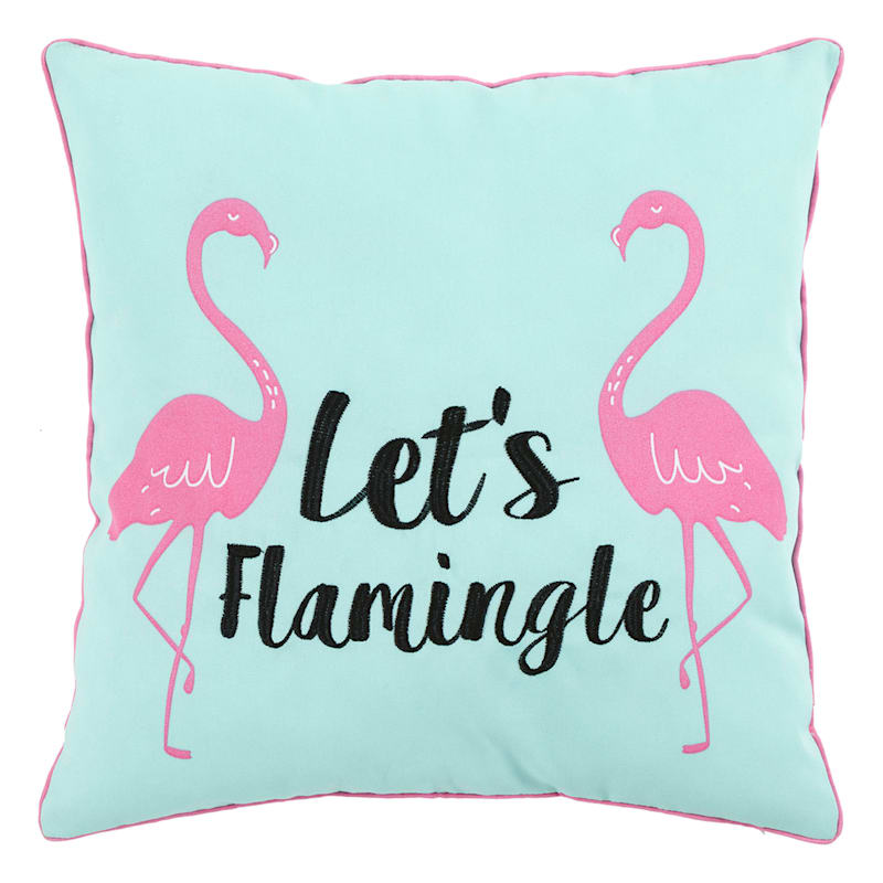 Lets Flamingle Outdoor Throw Pillow, 18"