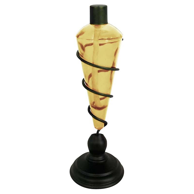 Yellow Swirled Glass Table Top Torch, 11"