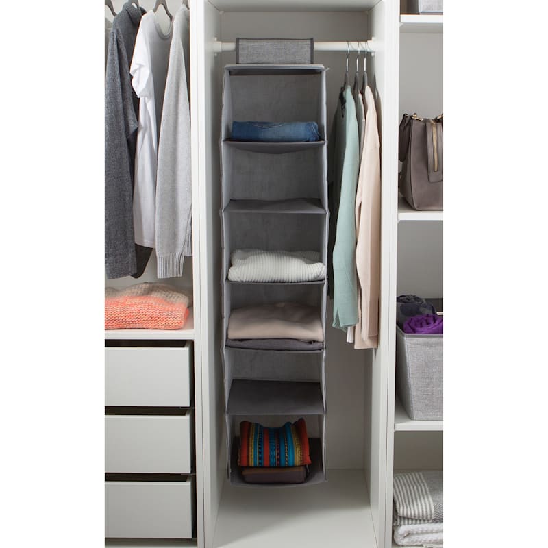 6 Shelf Hanging Closet Organizer Gray - Room Essentials™ : Target